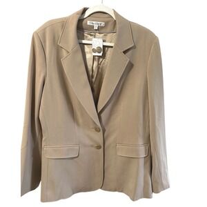 TRAVELSMITH Womens NWT Blazer Tan Beige Size 16 Single Breasted Classic